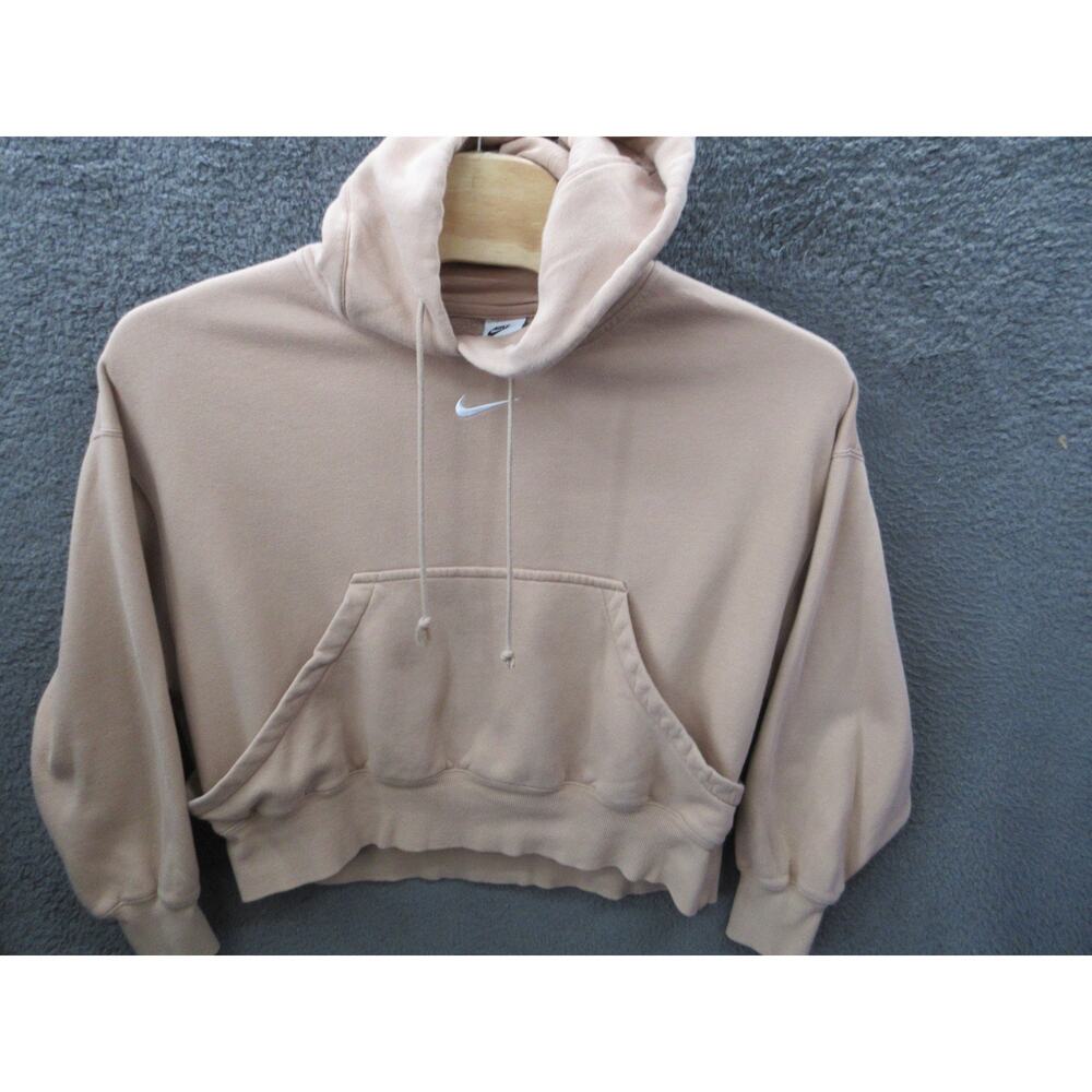Nike Hoodie Womens Small Beige Tan Phoenix Fleece Oversized Swoosh DQ5858-200